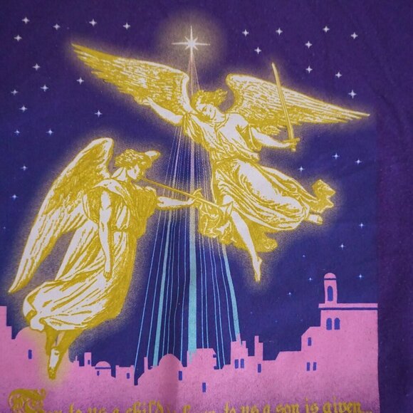 VTG '90S Jerzees Purple Sight And Sound Theaters Religious Crewneck Sweater 3XL - Picture 2 of 9